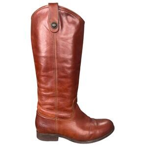 Frye Women’s Melissa Button Brown Leather Riding Boot Size US 9 B